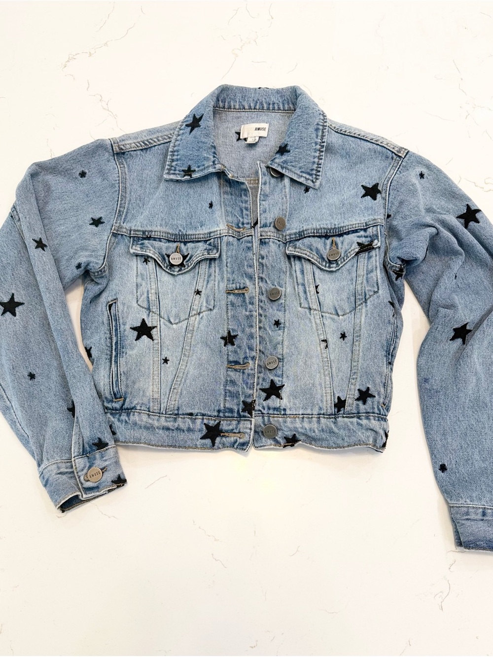 Amuse Society 90’s inspired Denim Jacket with Black Star Print